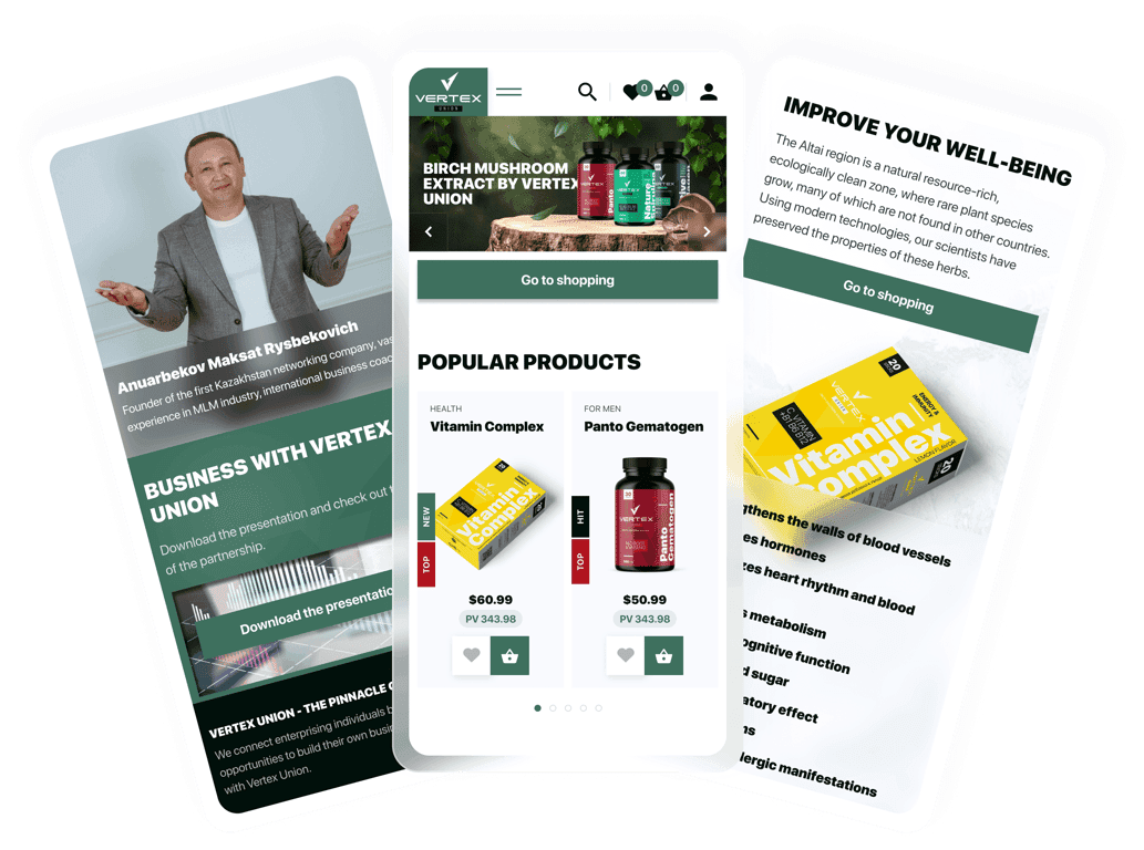 Website zum Unternehmen und den Produkten 2