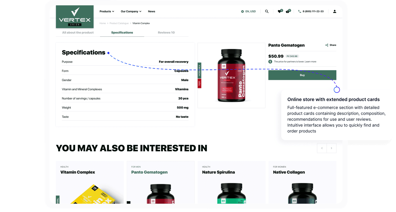 Online-Shop mit erweiterten Produktkarten